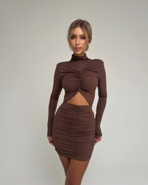 Sukienka Ines - Brązowa