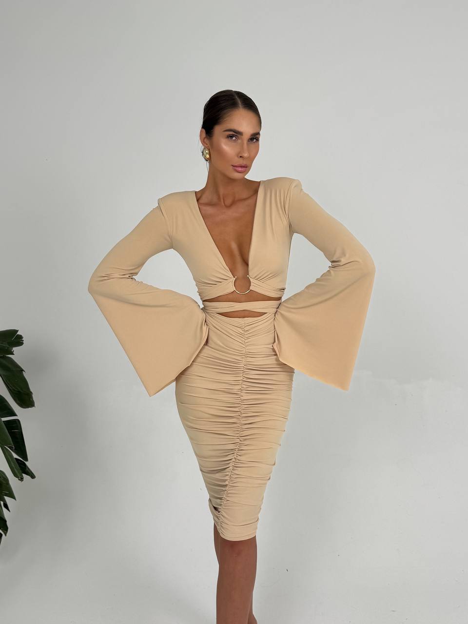 ELARA Beige Dress - Image 2
